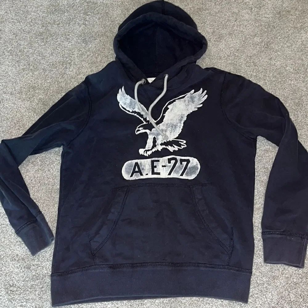Thick AE American Eagle blue outfitters hooded hoodie winter fall sweatshirt M